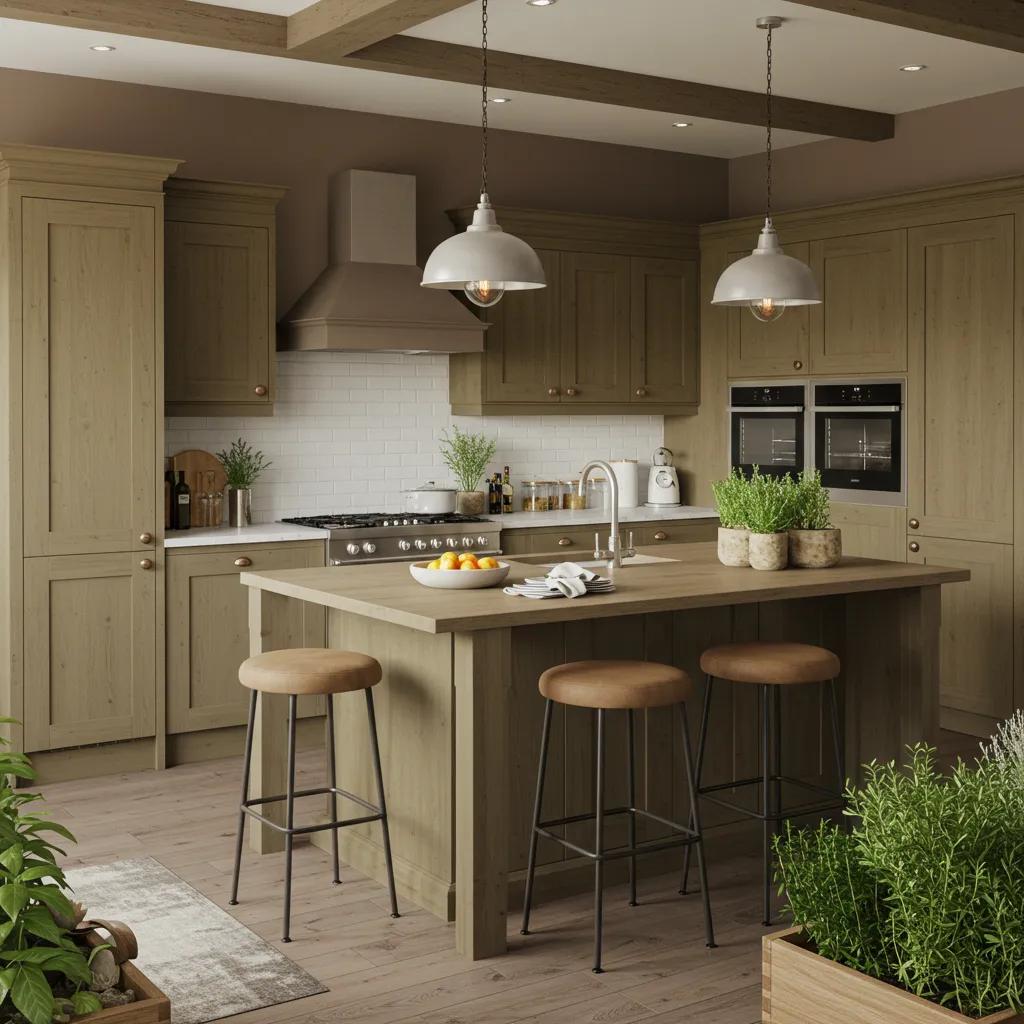 Stylish kitchen with modern design and biophilic elements