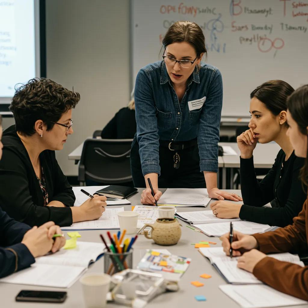 Teachers collaborating in a professional development workshop to enhance teaching strategies