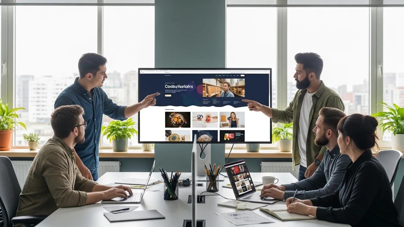Analyst reviewing website analytics on a screen during an SEO audit