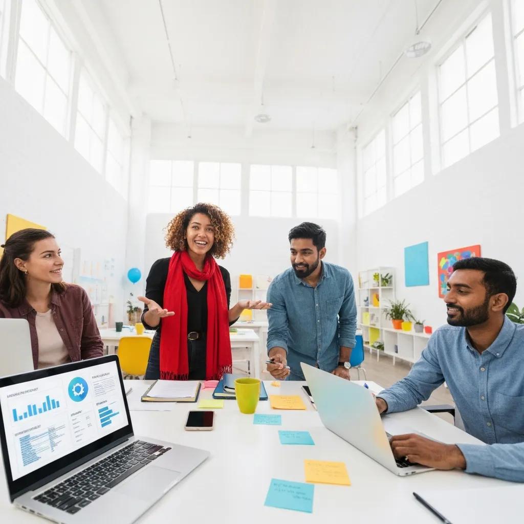 Team working together on content and structured-data strategies for AI search visibility