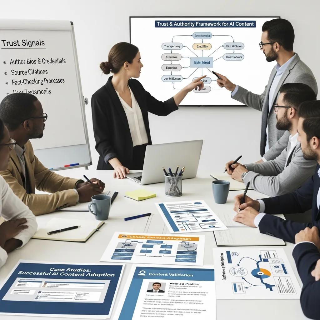 Team collaboration on building trust and authority for AI content