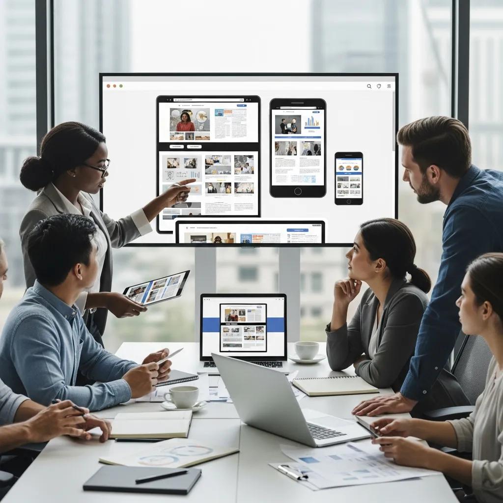 Collaboration between professionals planning a responsive web design project