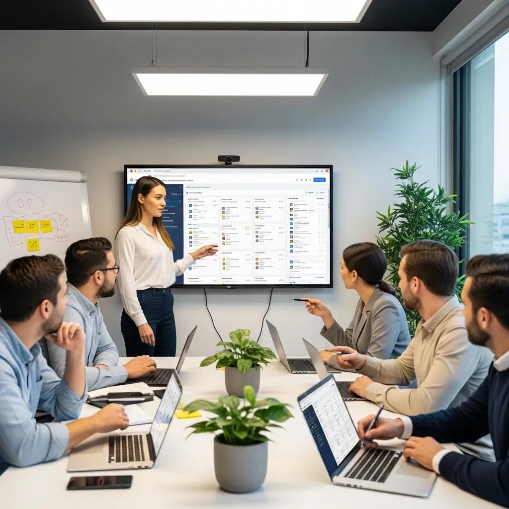 Team training session for implementing virtual management software
