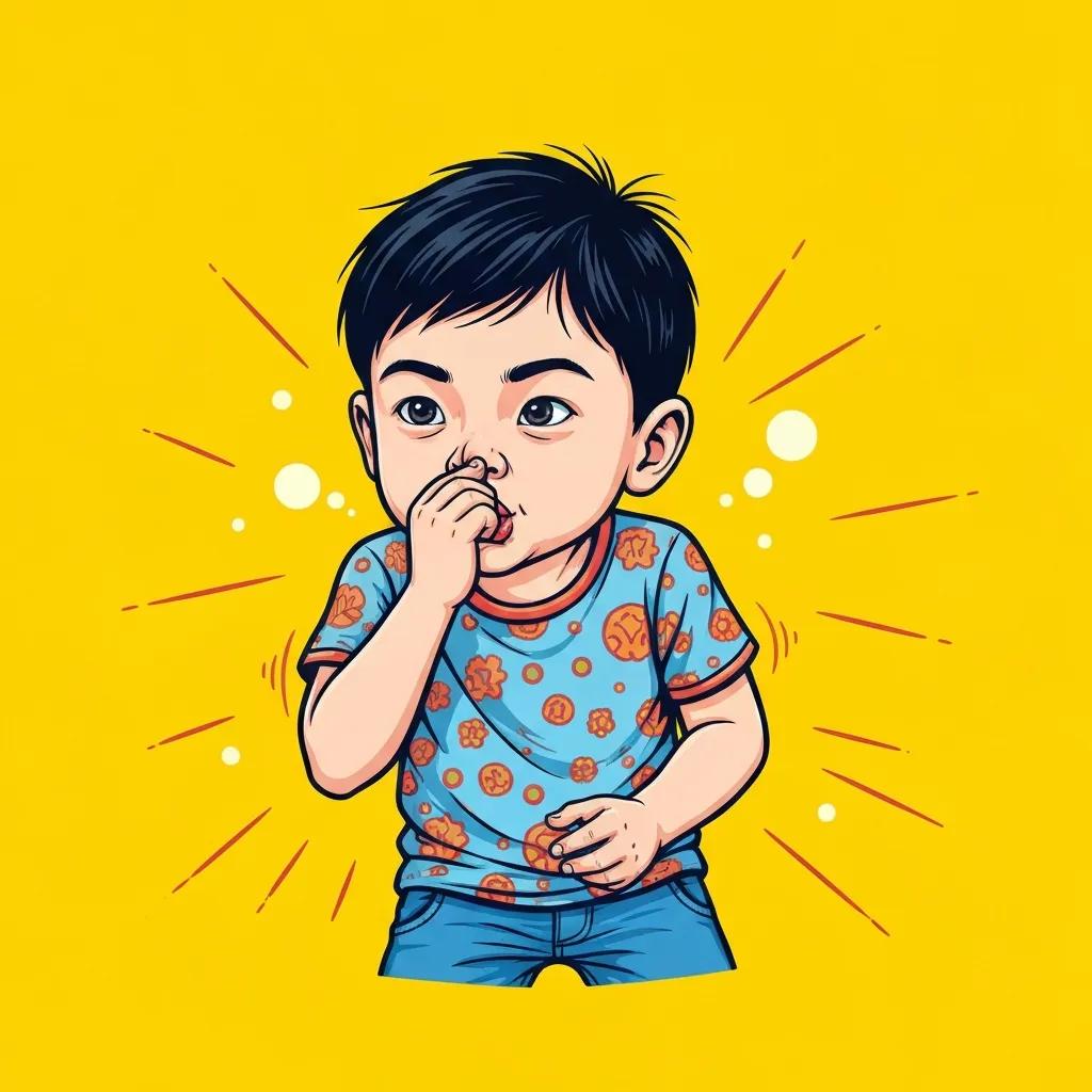 Toddler blowing bubbles in water, demonstrating readiness for nose care skills