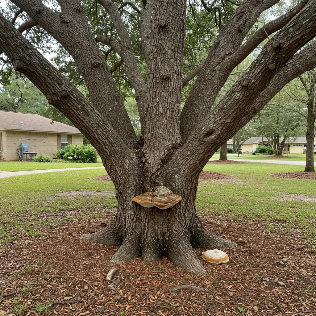 Tree showing signs of decay and damage, indicating the need for expert evaluation in Deltona