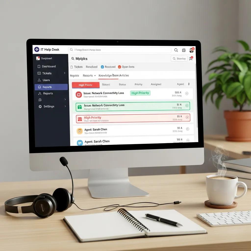 User-friendly IT help desk software interface with tools for efficient support