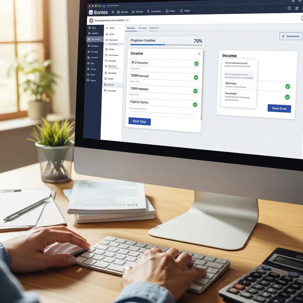 User-friendly tax software interface in a tidy workspace