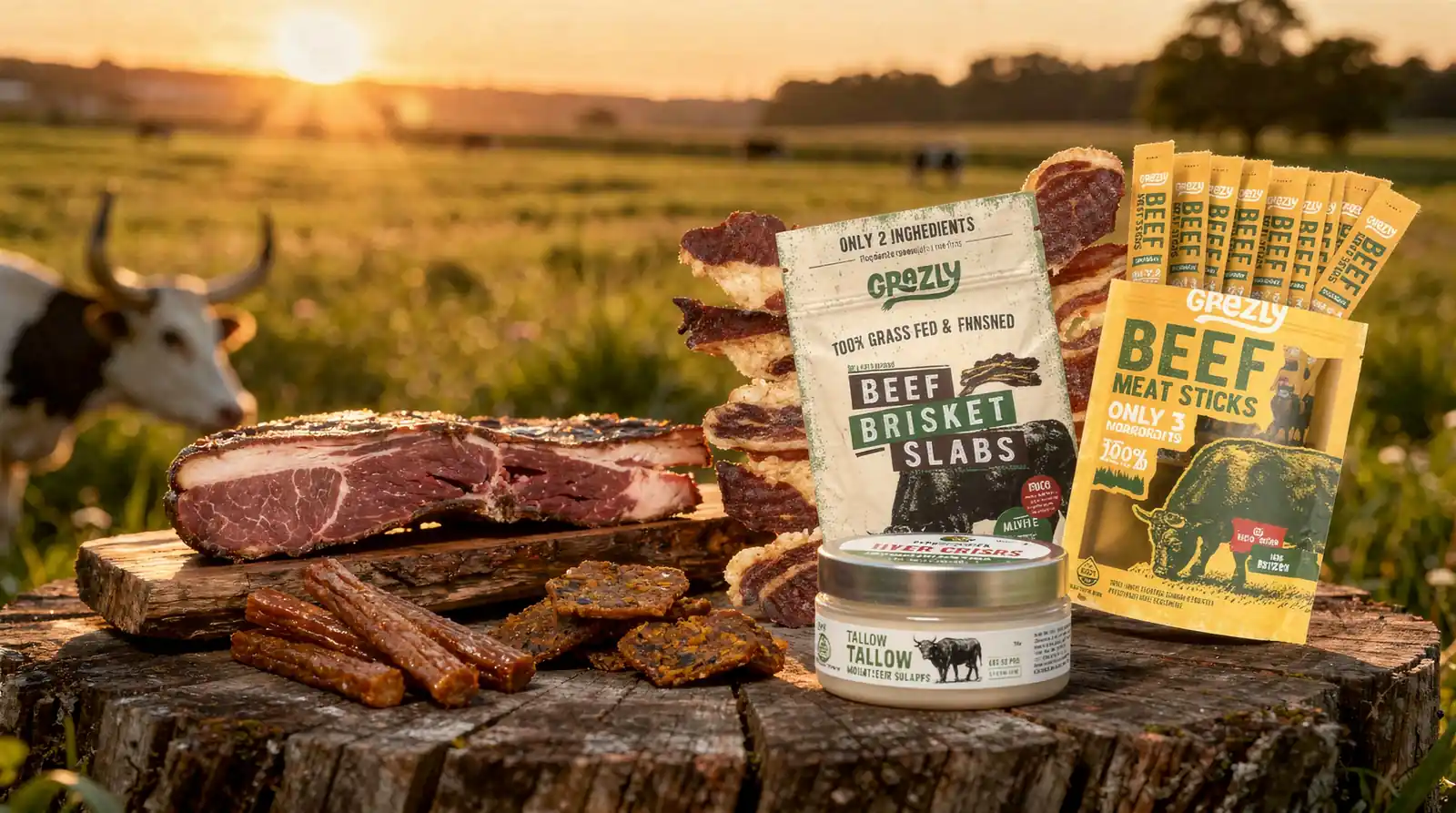 Grass-fed beef sticks are leaner and higher in omega-3s, CLA, and vitamins A and E