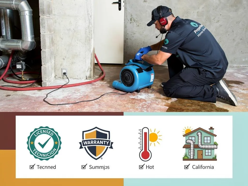 Checklist icons for licensed HVAC installation, warranty, and Fremont summer heat