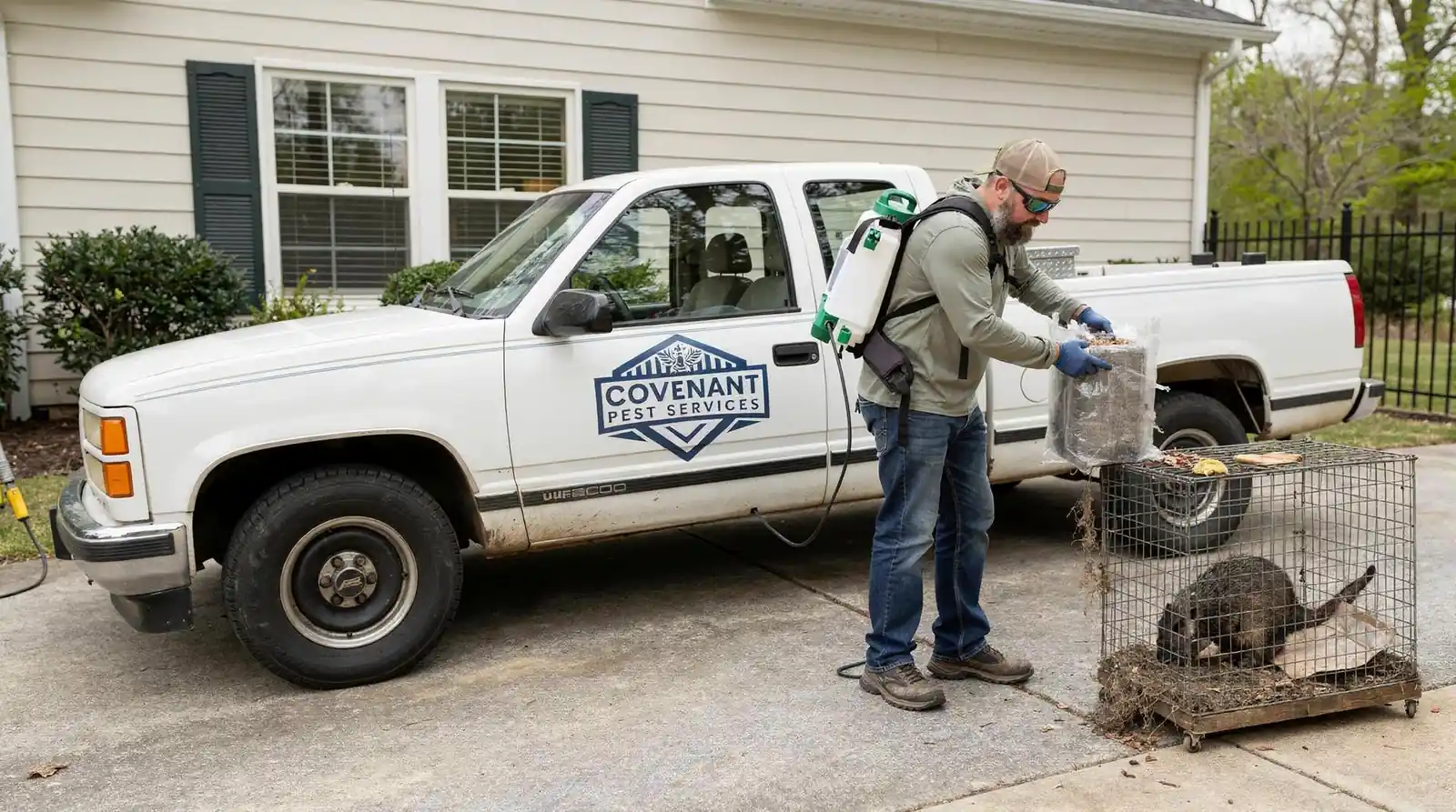 Covenant Pest Services offers wildlife removal, including opossum and snake prevention, alongside attic restoration