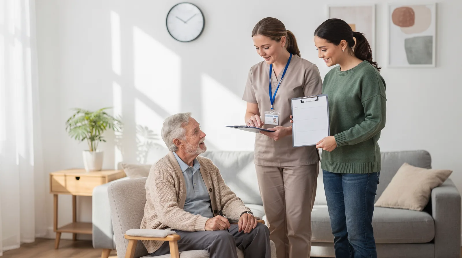 Hourly care provides full support only during scheduled hours, with caregivers leaving after their shift