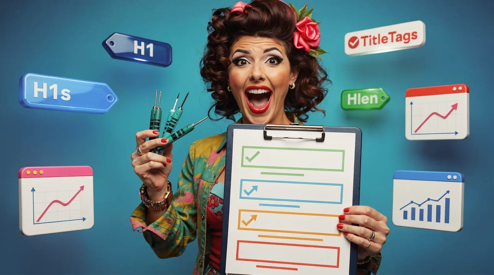 Title tags and H1 headers should include target keywords and stay under 60 characters