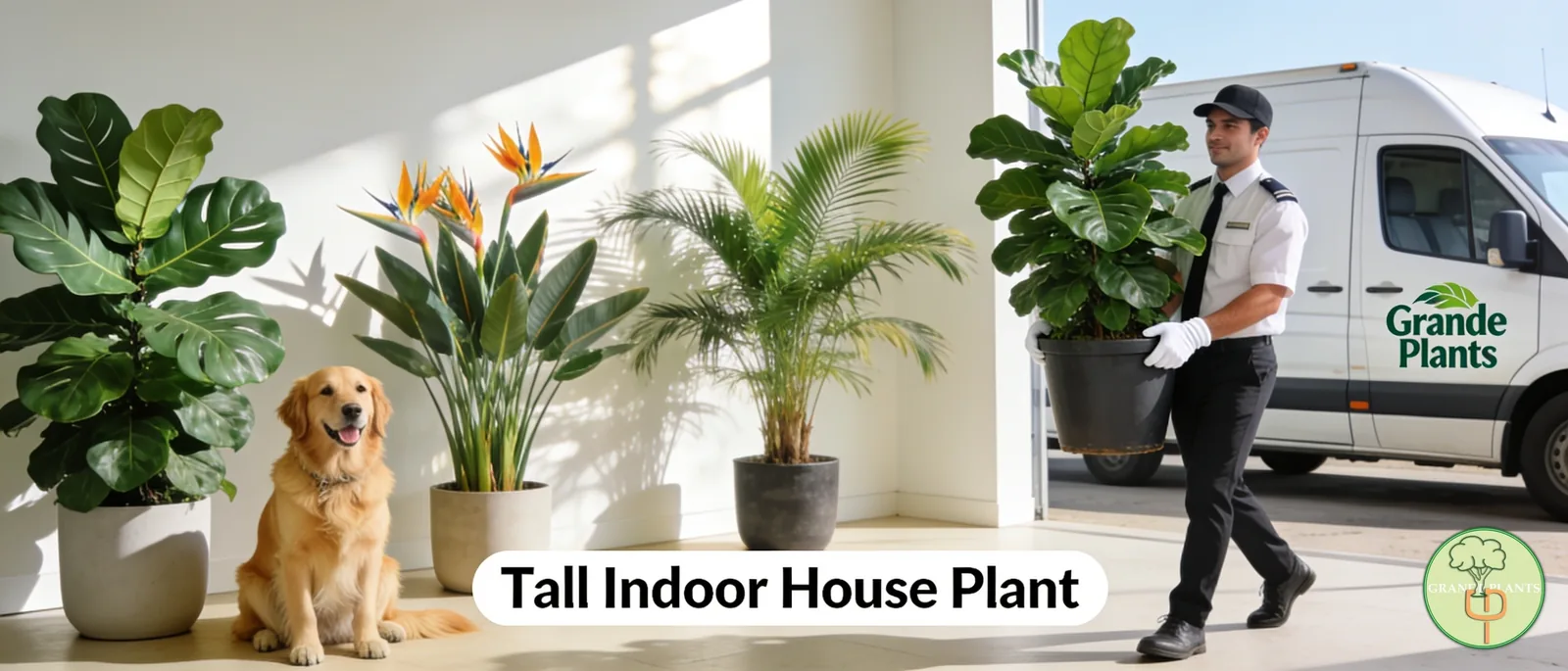 Fiddle Leaf Figs, Bird of Paradise, and Majesty Palms rank among the most searched tall