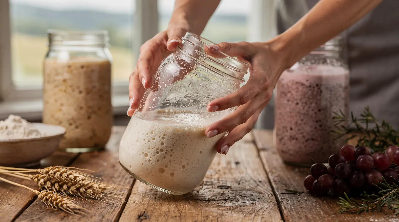 Some bakers try to capture wild local yeast by leaving a starter outside covered