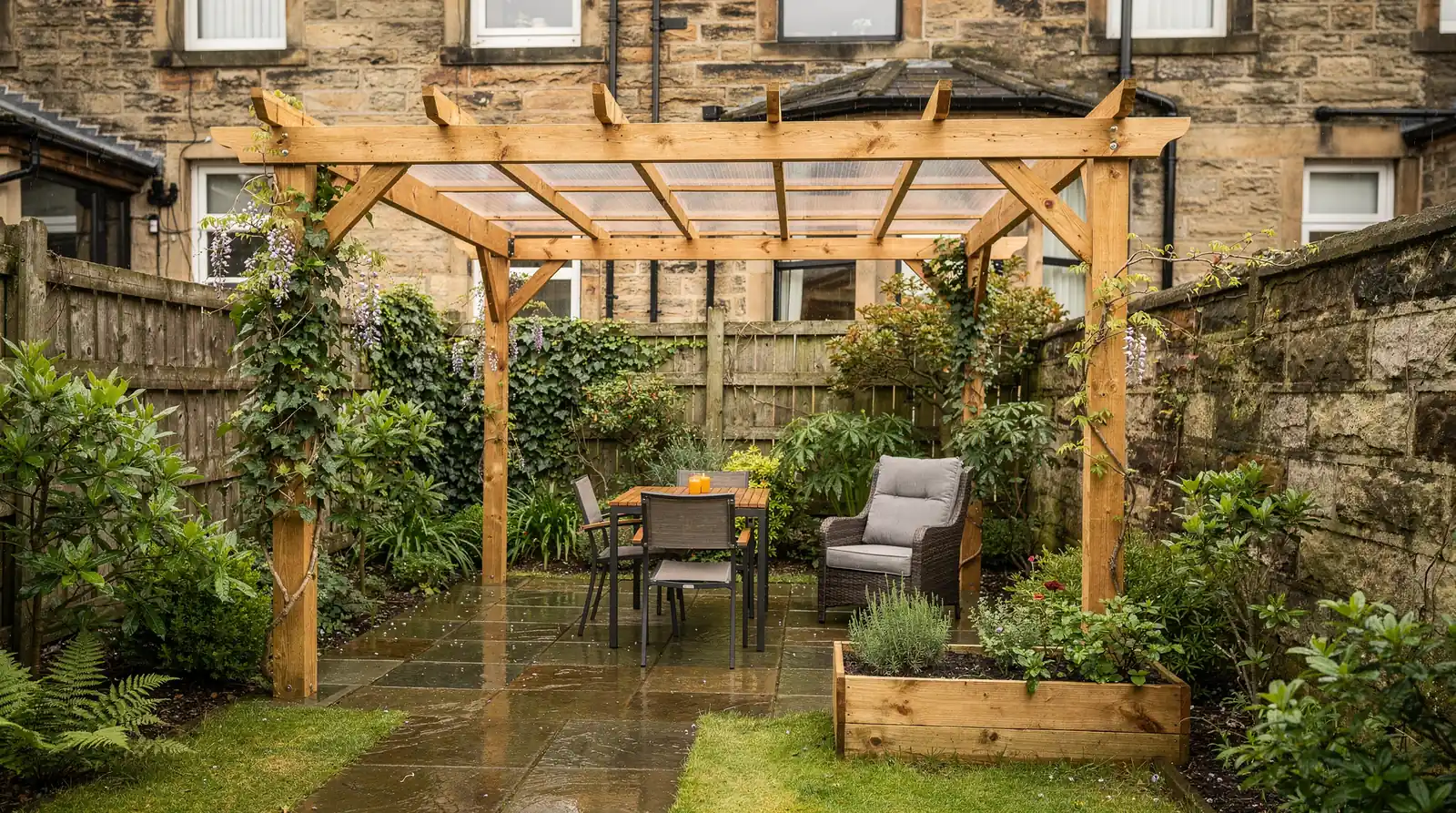 Pergolas for Glasgow gardens should offer flexibility between full sun, partial shade, and full shelter