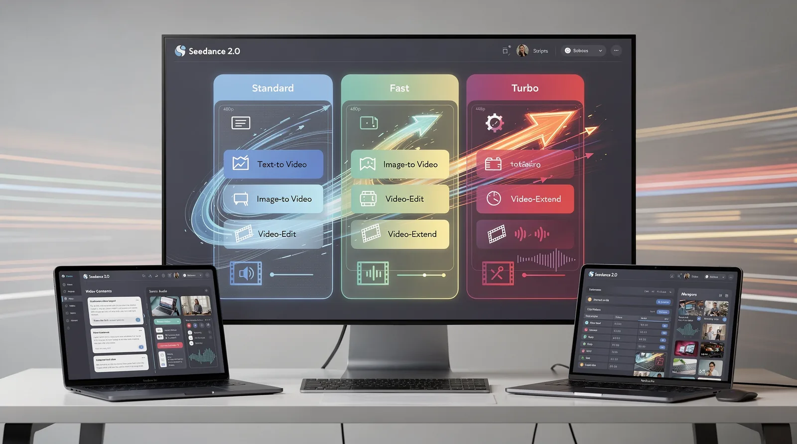 Seedance 2.0 splits into Standard, Fast, and Turbo tiers across text-to-video, image-to-video, video-edit, and video-extend