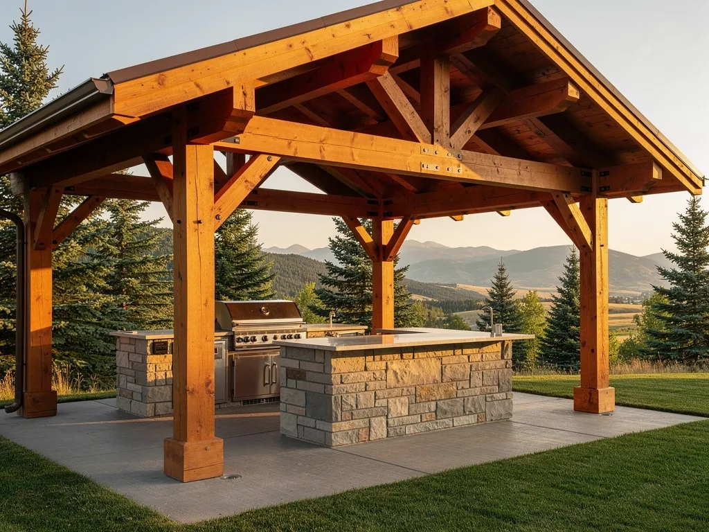 1. An Outdoor Kitchen Cover With Real Overhang