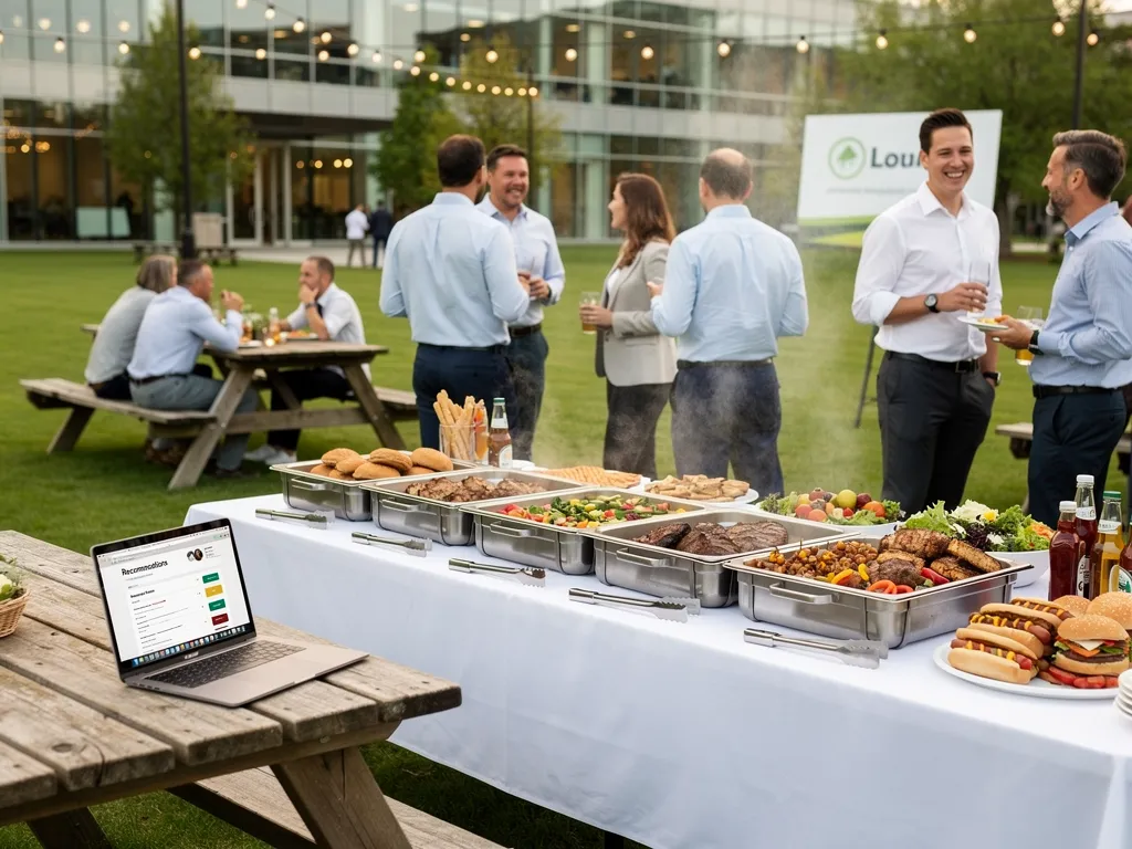 Starting a search by asking colleagues for recommendations helps identify caterers with a track record