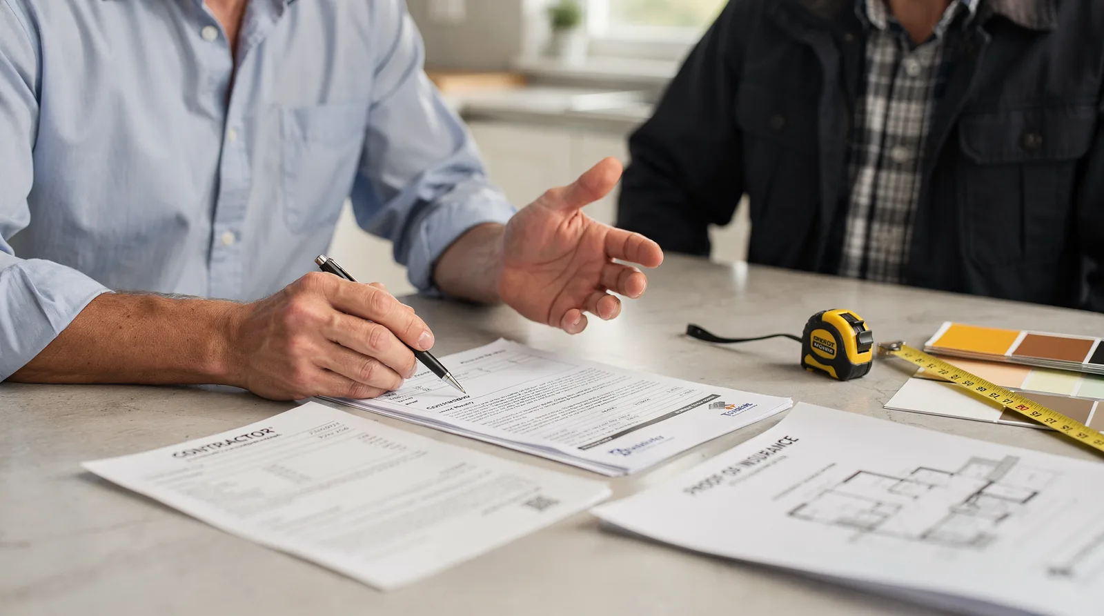 Confirm the contractor carries general liability, auto liability, and workers' compensation insurance before signing
