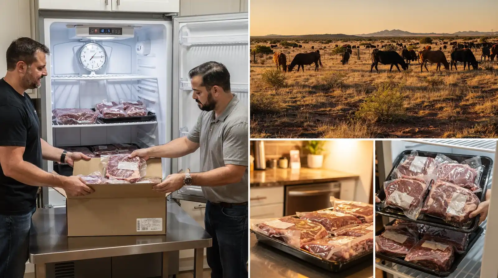 Beef should be stored at 40°F or below to slow bacterial growth, a rule first-time