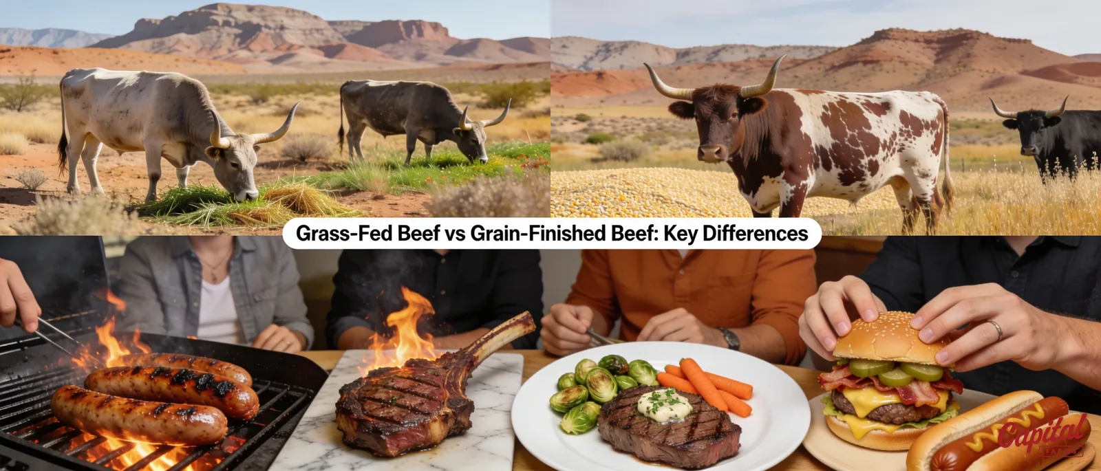 True grass-fed/grass-finished cattle eat only grass and forage for their entire lives, with no grain