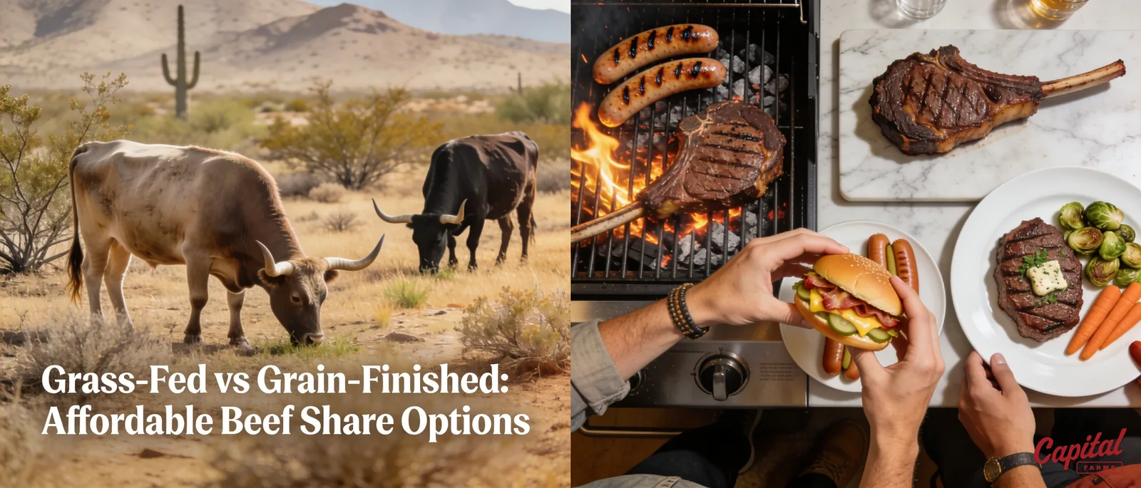 Capital Farms cattle are grass-fed and then grain-finished for 200 days.; Capital Farms Corriente cattle