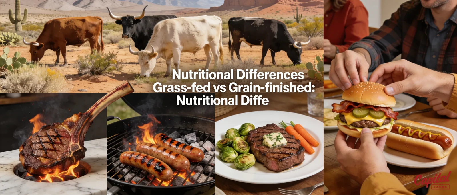 Grass-Fed/Grass-Finished beef comes from cattle that were exclusively on grass throughout their entire lives.; Grain-Fed
