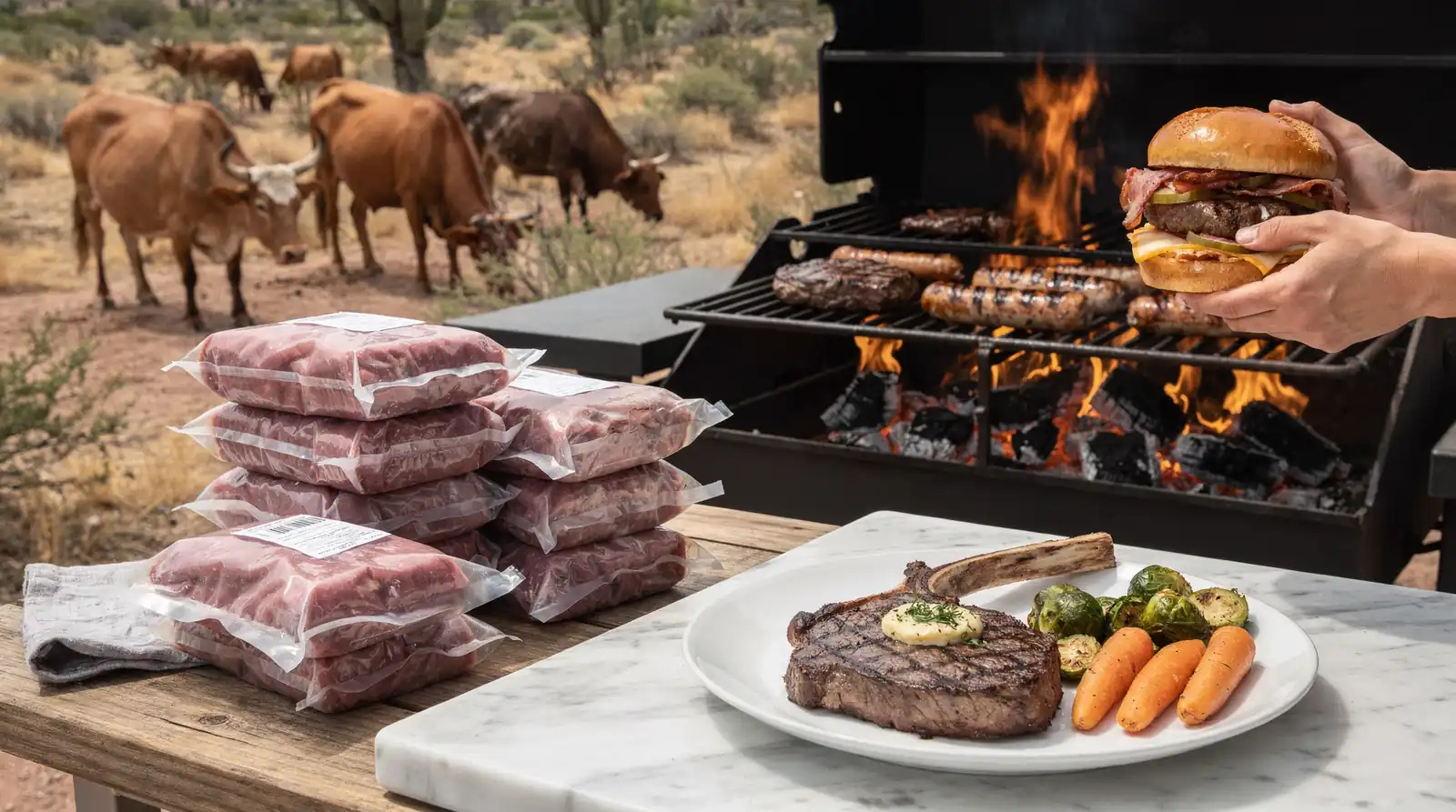 A beef share is typically reserved with a deposit and delivered frozen and vacuum-sealed, ready