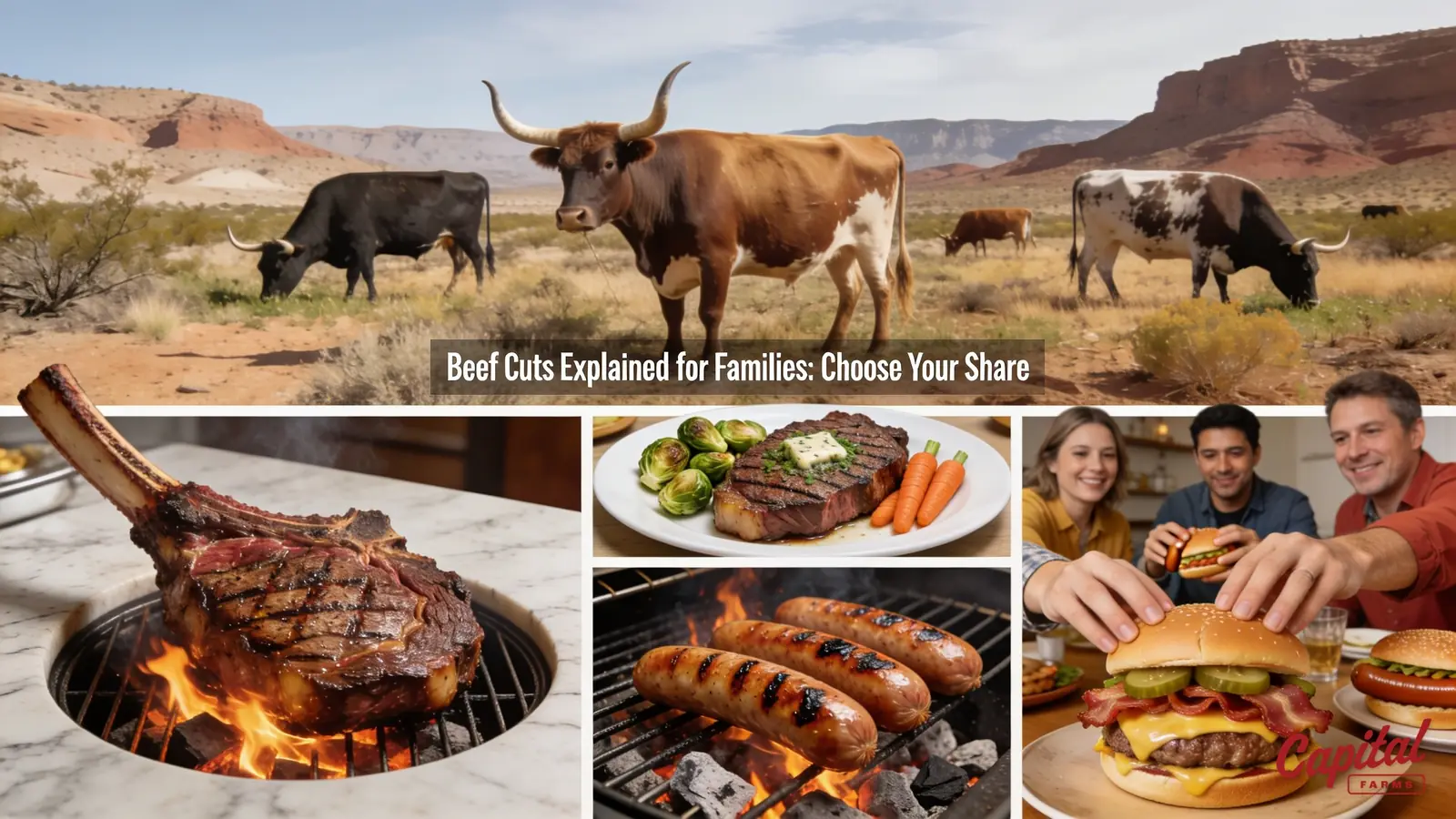 Capital Farms' beef is grass-fed and 200-day grain-finished, which shapes flavor and freezer planning
