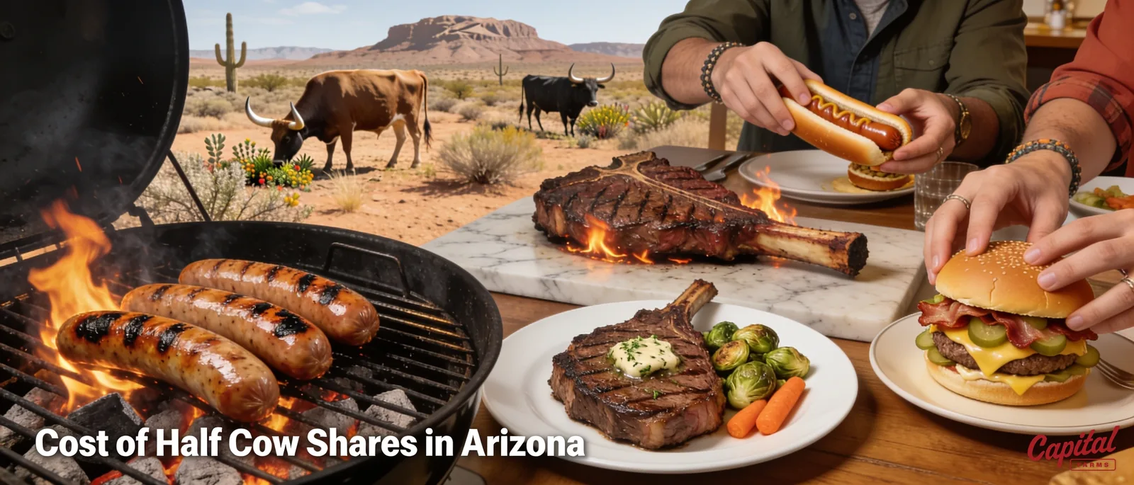 A half cow share in Arizona generally costs between $2,200 and $3,500 total.; Pricing