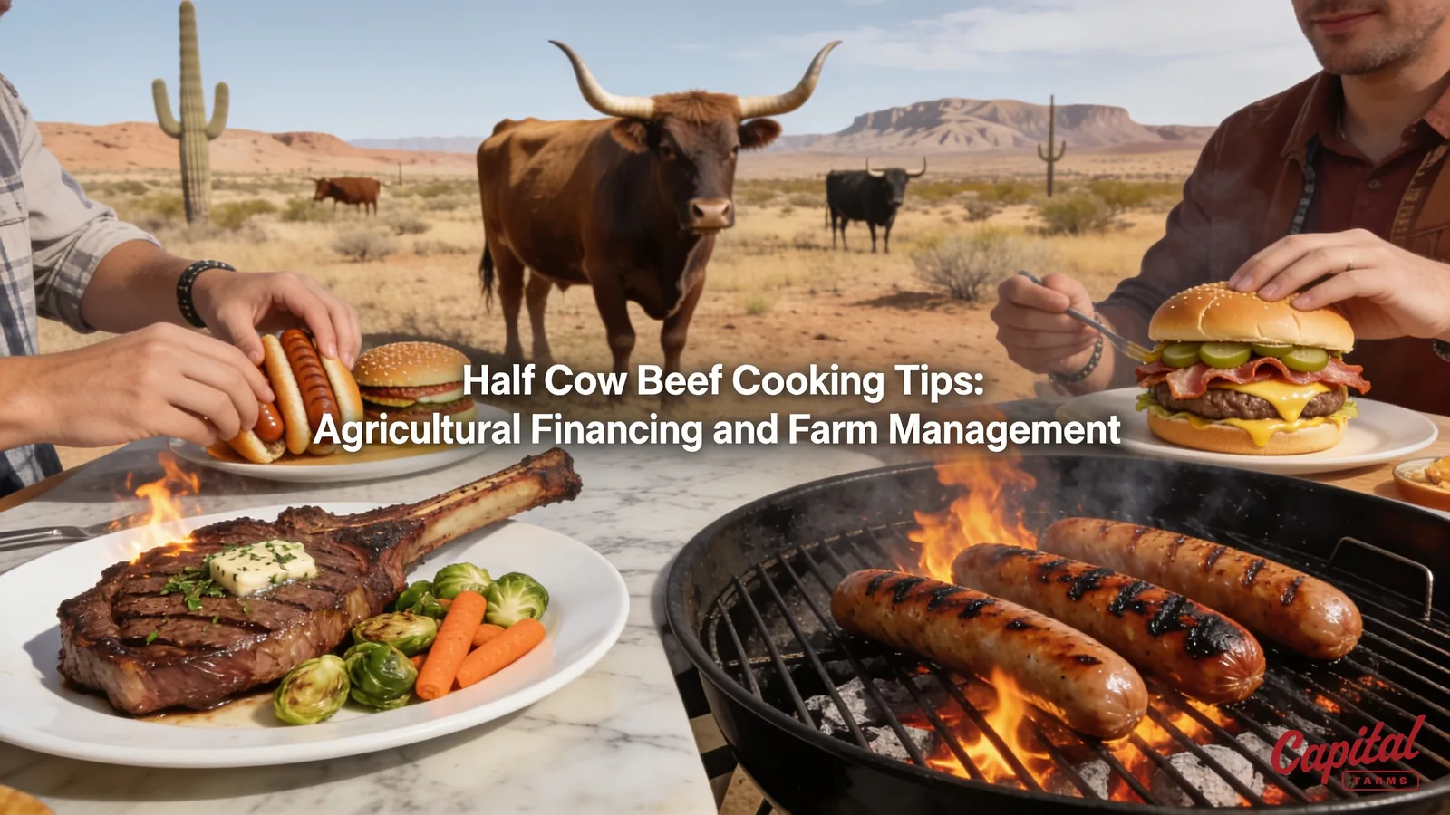 A half cow order includes a wide selection of cuts such as strip, ribeye, filet