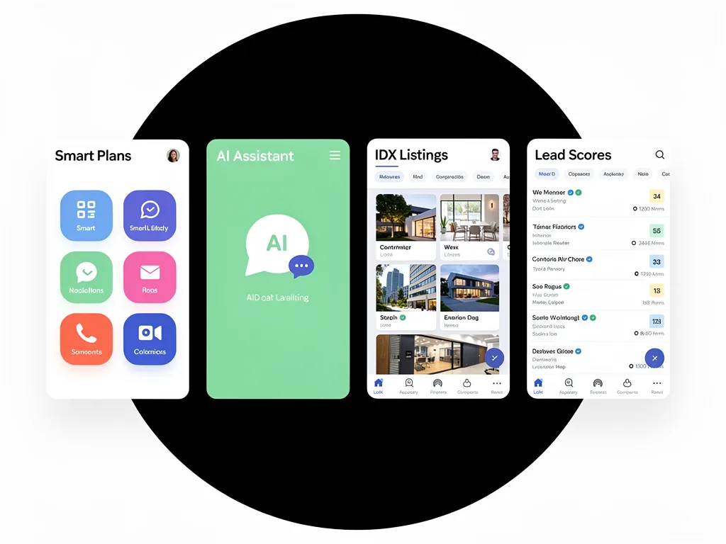 Lofty CRM dashboard showing Smart Plans, AI assistant, IDX, and lead scoring
