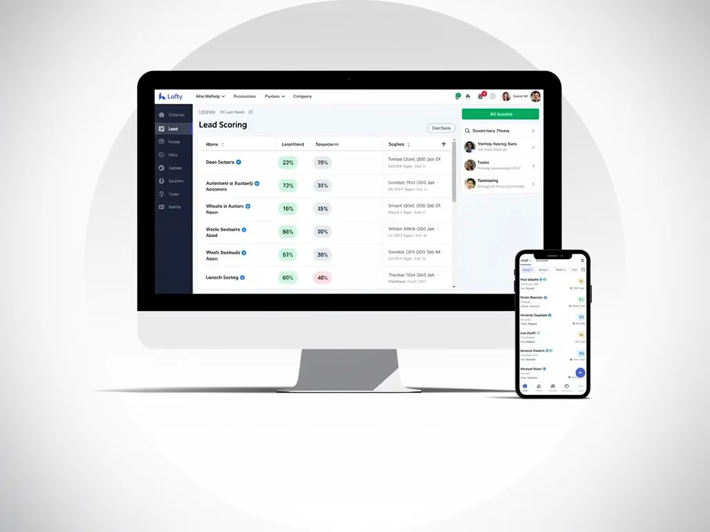 Lofty CRM dashboard showing Smart Plans, AI Assistant, and lead scoring features