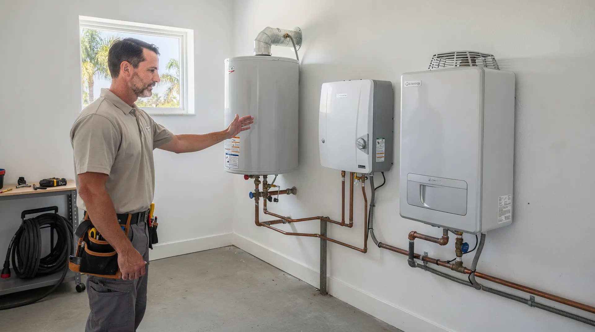 Licensed plumbers replace tank, tankless, and heat pump water heaters to serve the full range