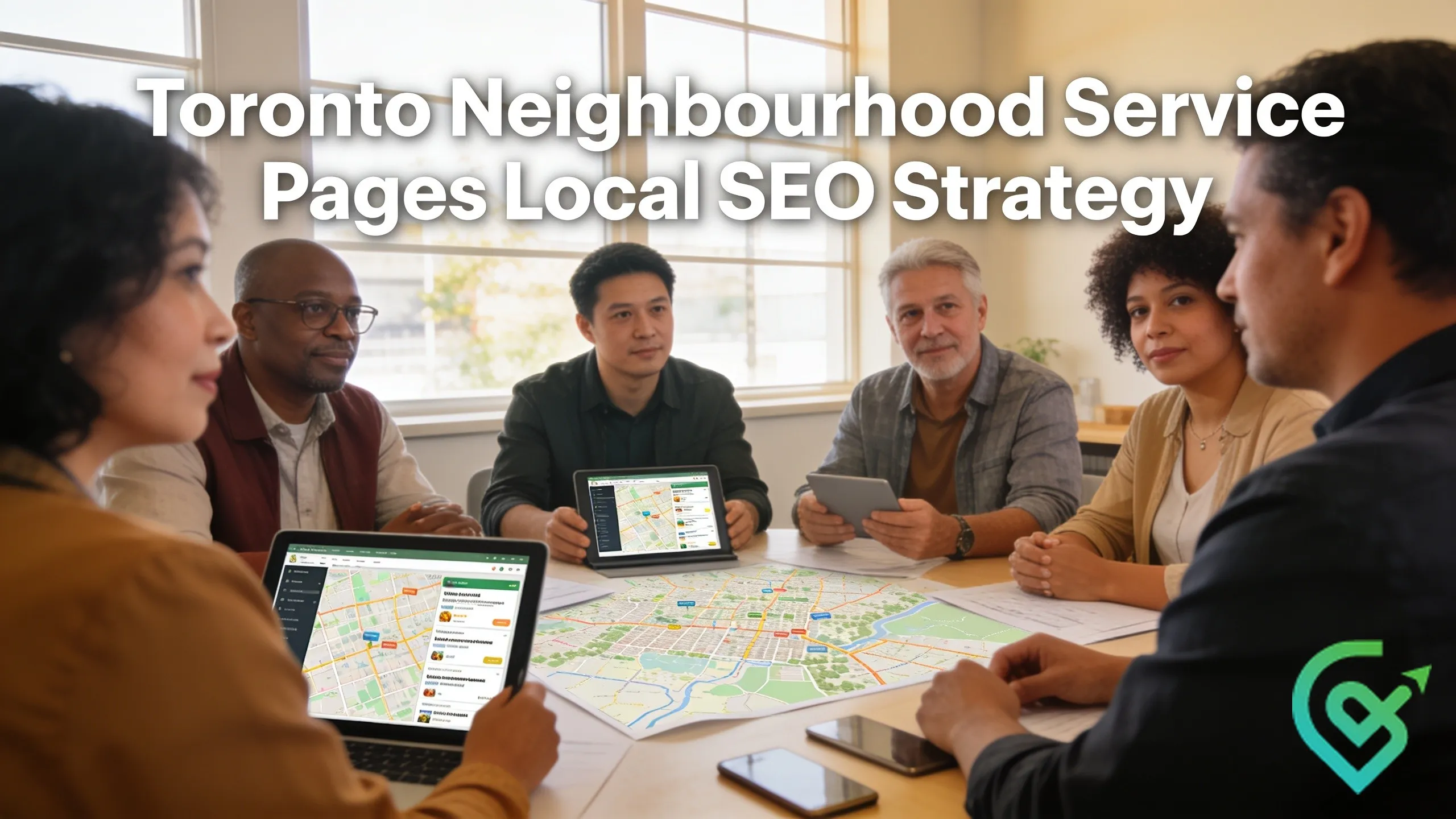 Before building neighbourhood service pages, businesses should identify target keywords structured around 'service