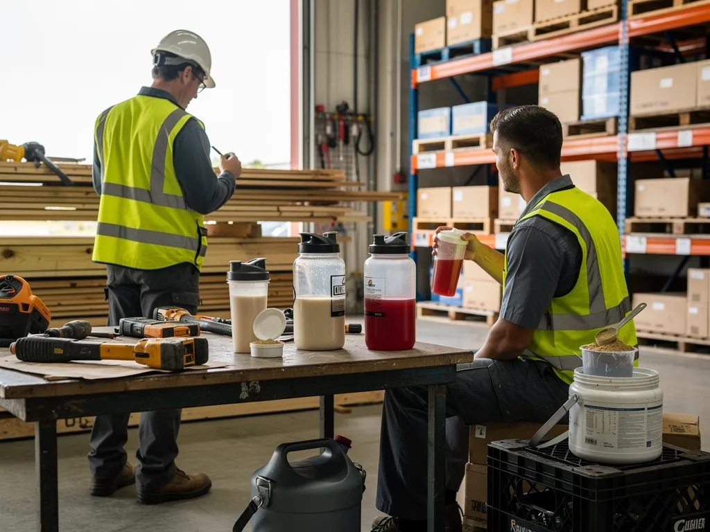 Construction and warehouse workers with job-specific supplement powders