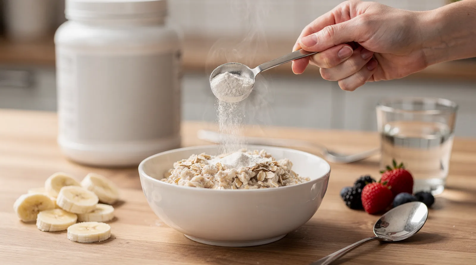 Unflavored powder can be stirred into cooked cereal, soup, yogurt, coffee, smoothies, and even savory