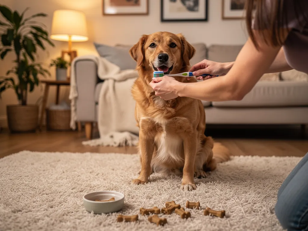 Combining home brushing, dental chews, and regular veterinary exams is presented as a way