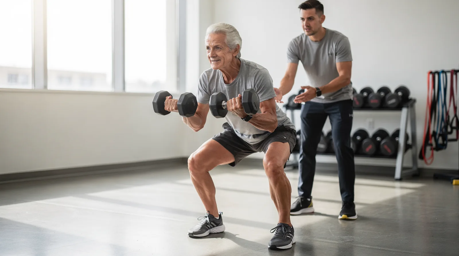 Programs built for older adults prioritize fall prevention and pain management alongside strength gains.; Iron