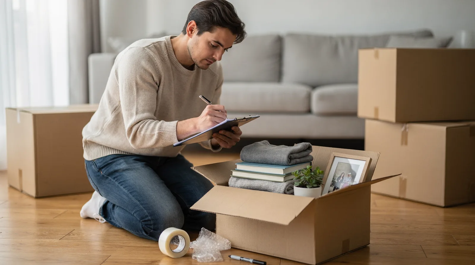 Taking a full inventory assessment of possessions before packing helps determine what is essential