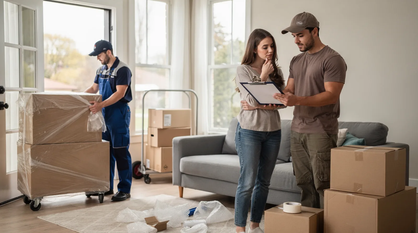 Hourly labor-only crews assist with tasks like furniture placement and heavy lifting for homes