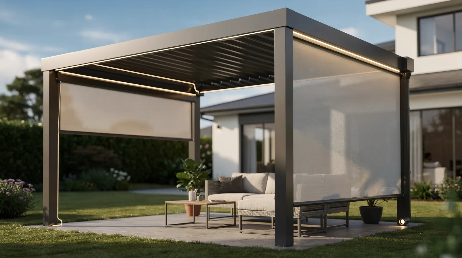 Pergolas come in various sizes and configurations to fit compact patios or spacious gardens, creating