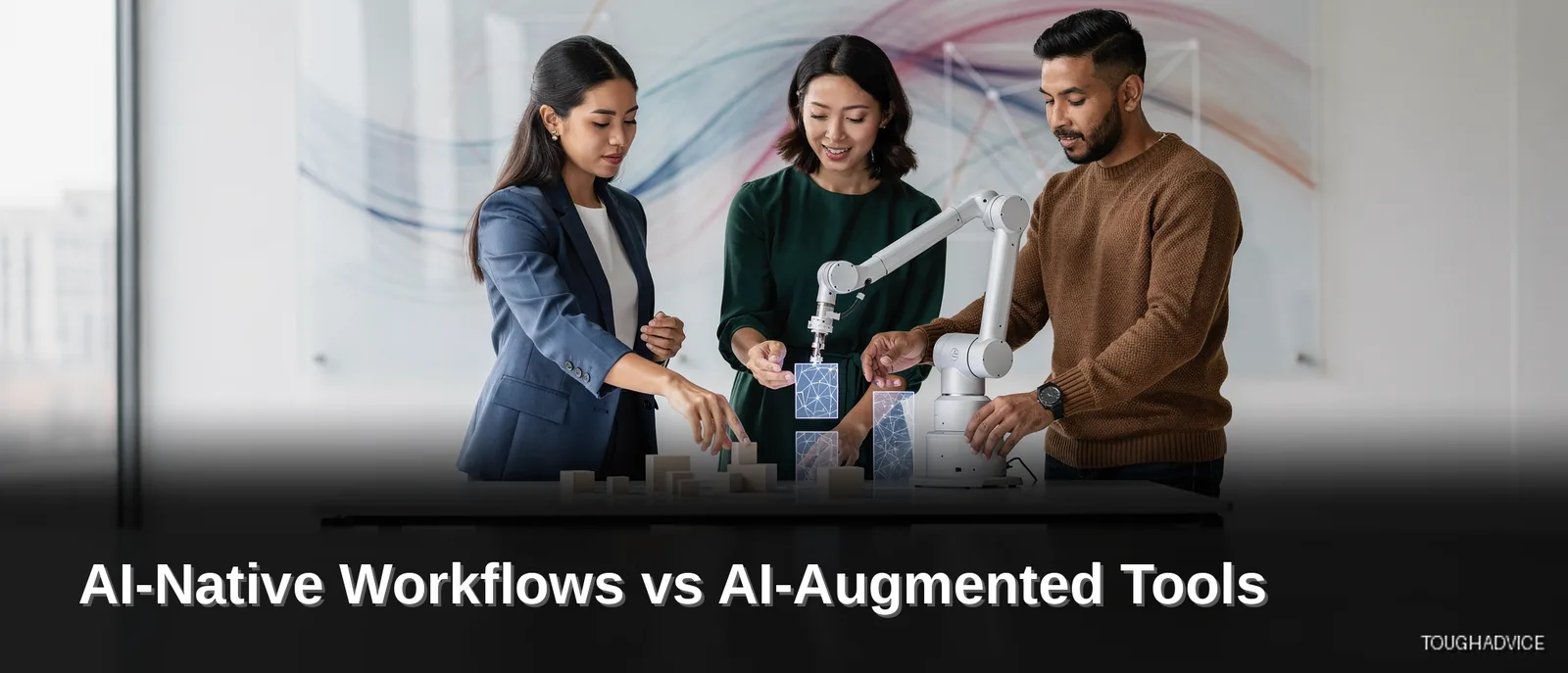 An AI-native workflow is designed from the ground up with AI as a core component