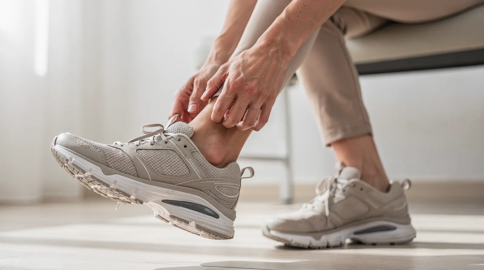 Broad toe boxes paired with dual-density insoles reduce pressure points that aggravate heel and arch