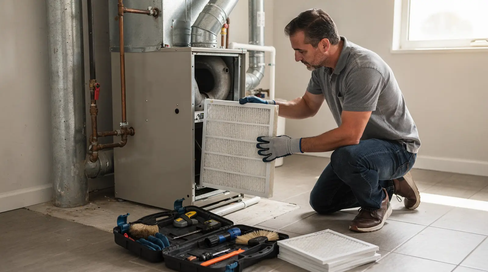 Homeowners can perform simple tasks like changing air filters and checking thermostat settings without special