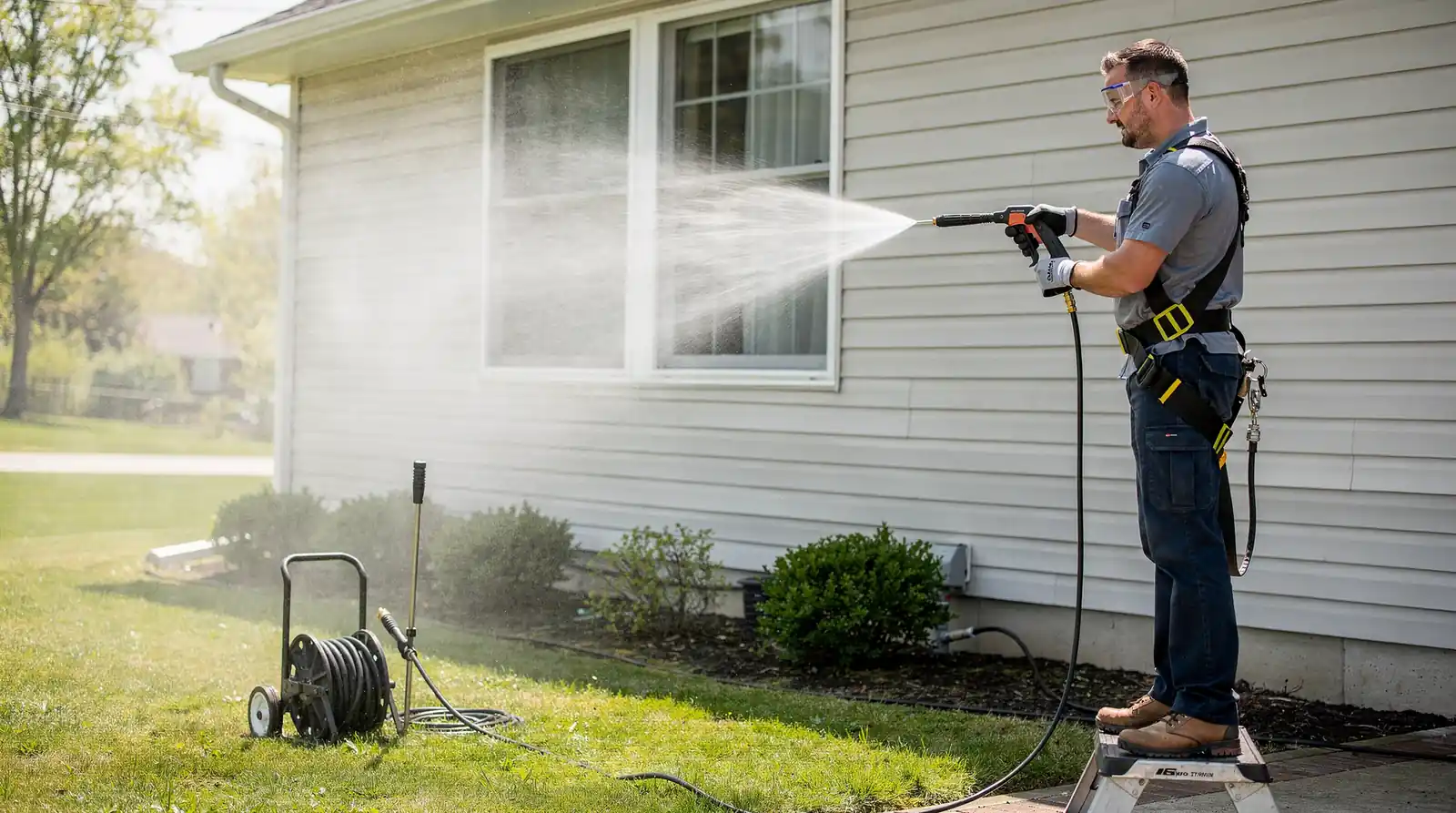 High-pressure water can damage asphalt shingles, making soft washing the safer method for roof cleaning