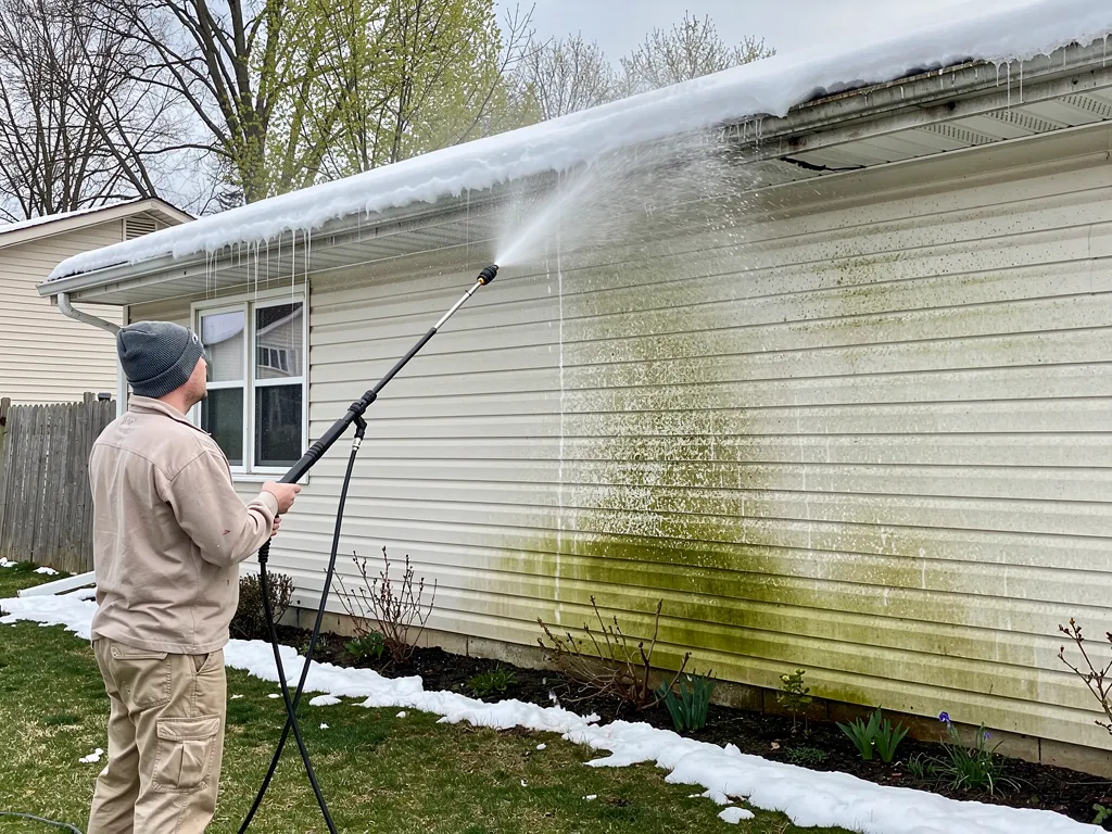 Snow, rain, freezing temperatures, and limited winter sunlight create ideal conditions for dirt, algae, mold