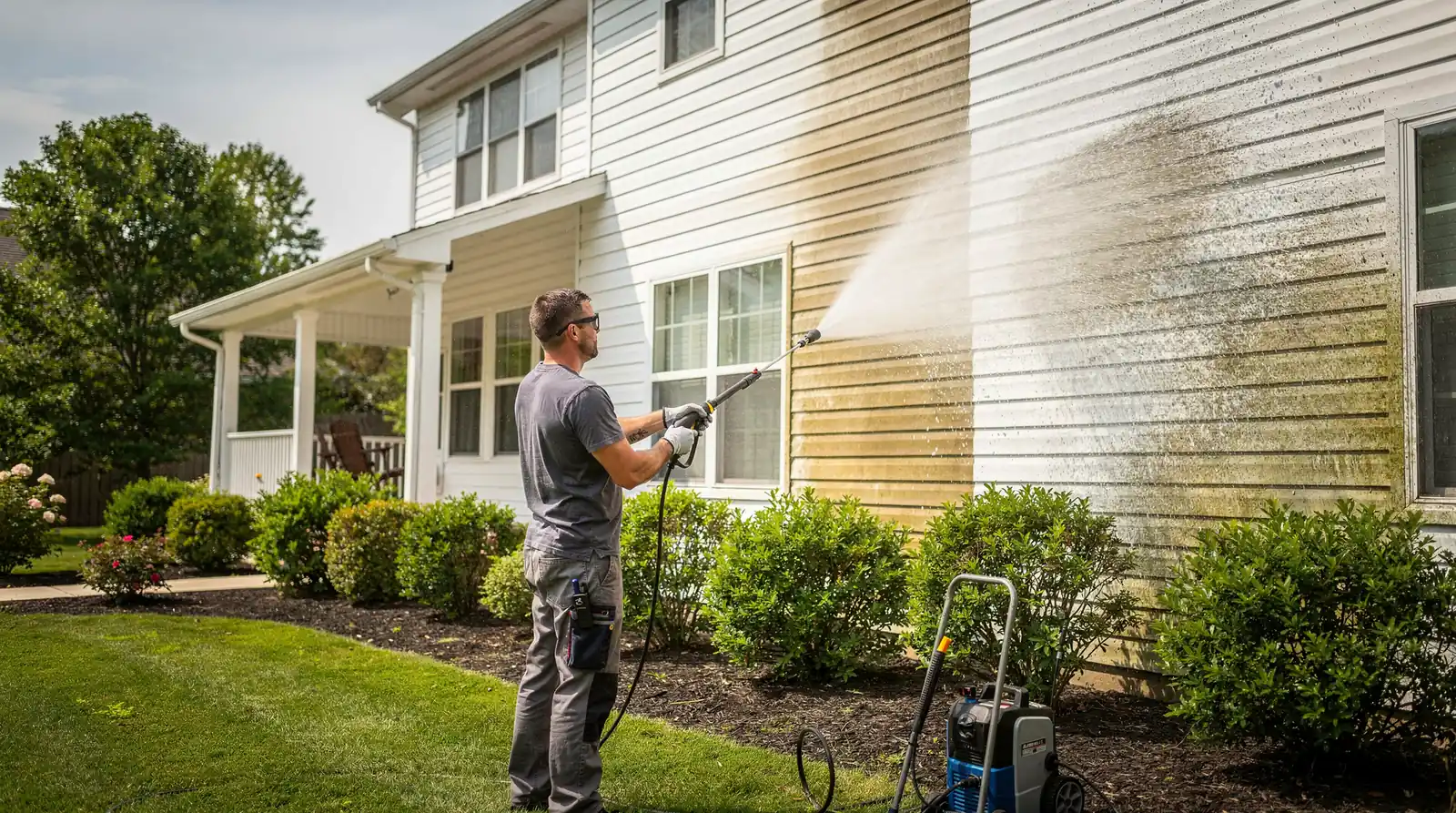 Soft washing treats harmful contaminants such as mildew, mold, bacteria, and algae to keep