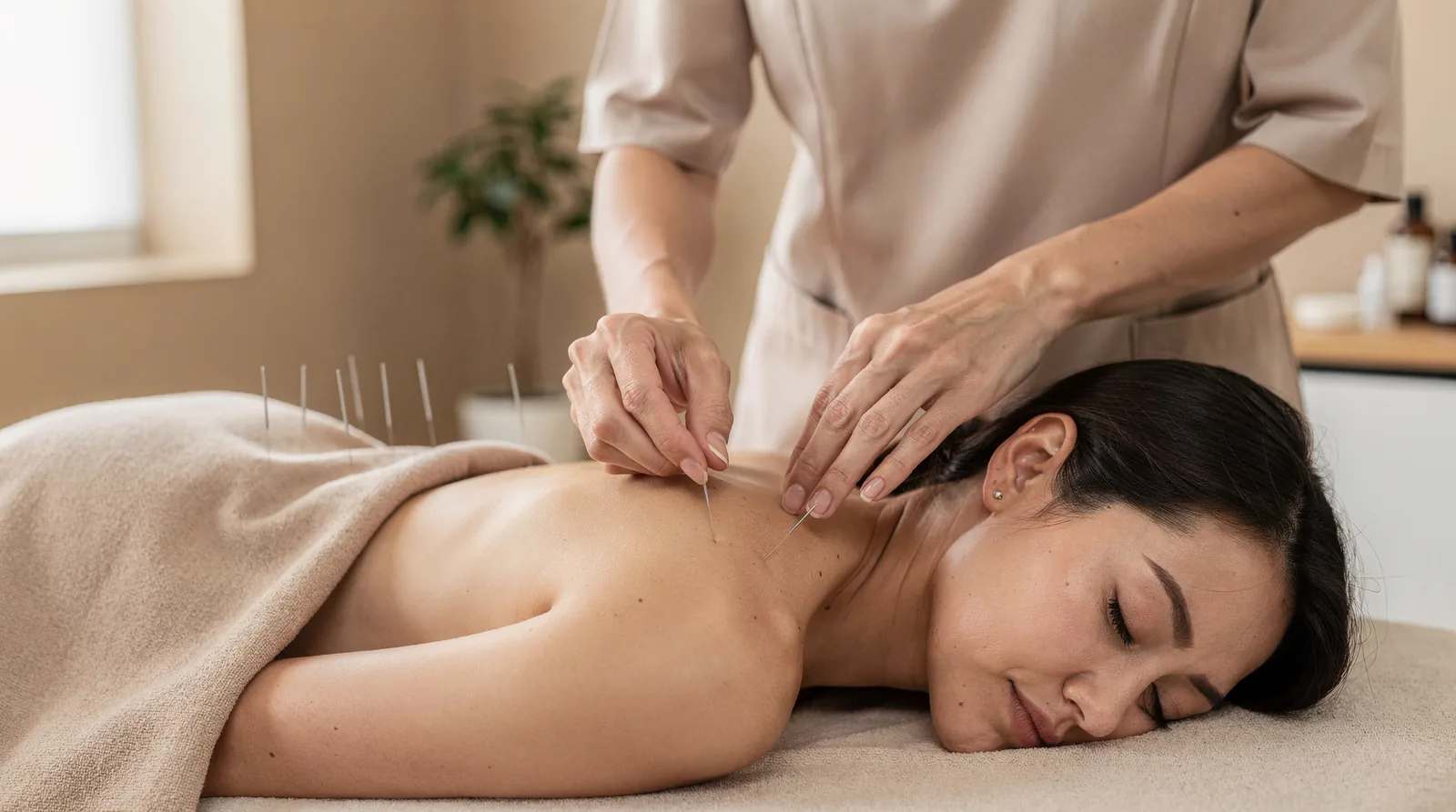 Acupuncture involves the insertion of very thin needles through the skin at strategic points