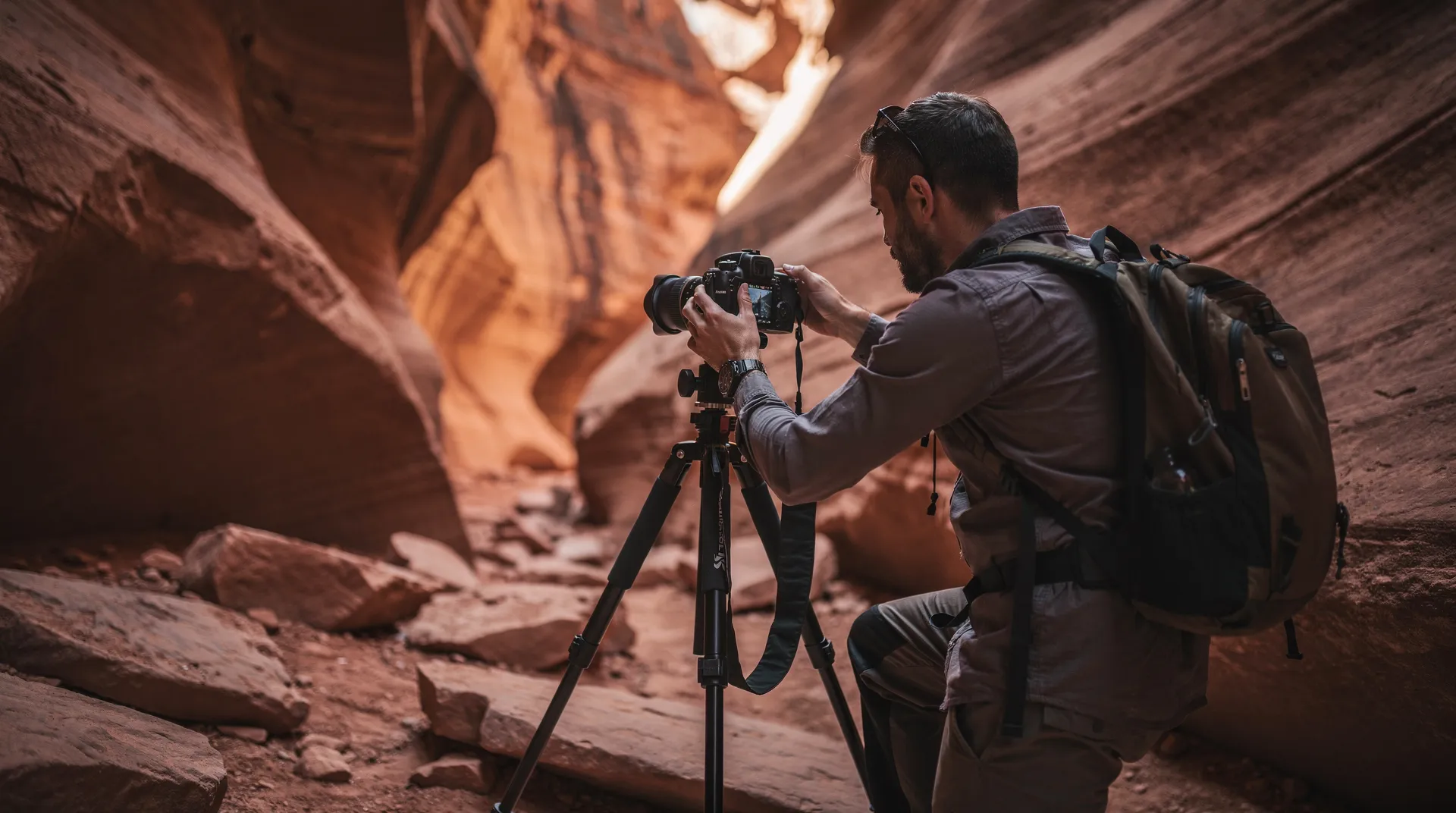 Antelope Canyon is very dark inside, making correct camera exposure settings critical to avoid blurry